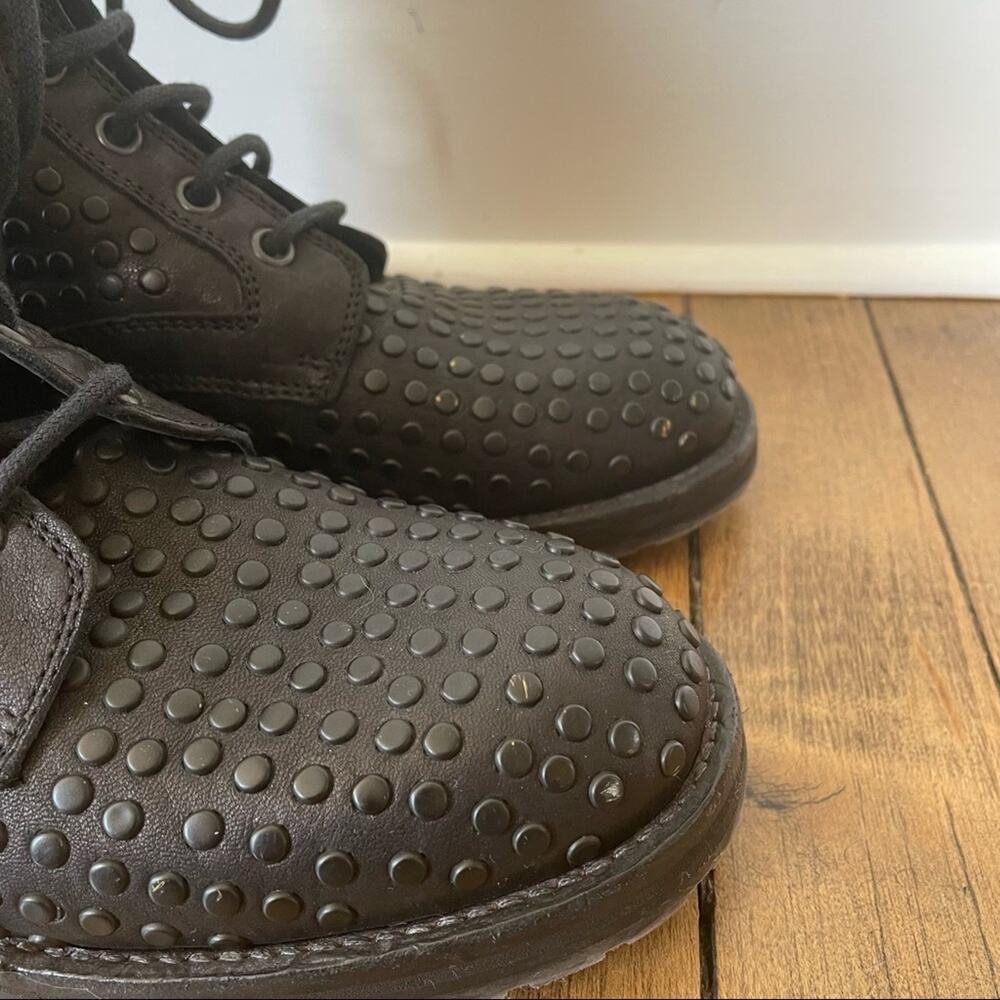 275 Central 1515 Black Leather Studded Lace Up Combat Boots 7 - Picture 6 of 8